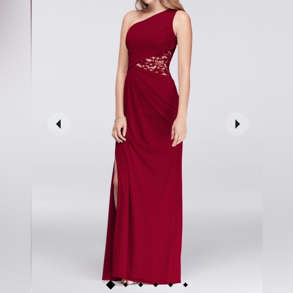 Apple red Bridesmaid dress with lace cutout